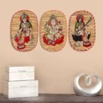 Bamboo Hand Crafted Wall Hangings Of The Trio Of  Ganesh Ji, Laxmi Ji And Sarwasti Ji Painting For Home Decor